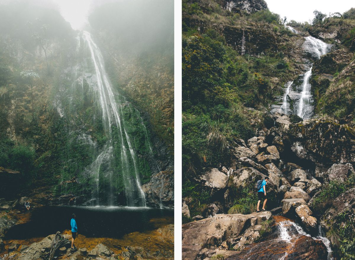 A person looking at the Love and Silver Waterfalls in Sapa