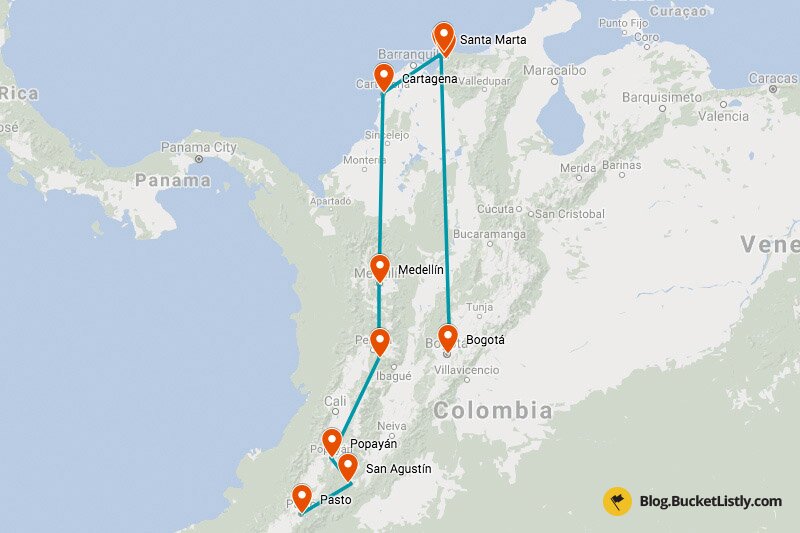 colombia travel itinerary 1 month