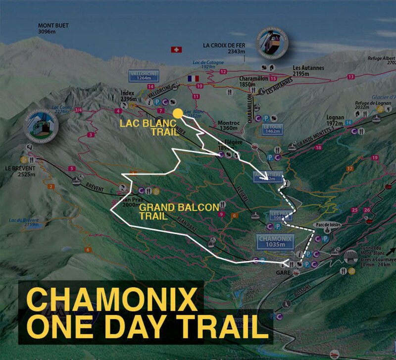 wandelkaart voor Chamonix Franse Alpen