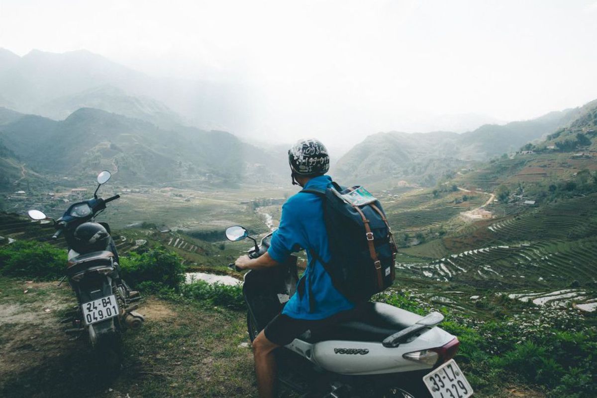 A person on a motorbike in Sapa