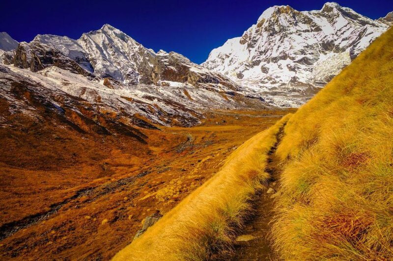 Ein letzter Blick zurück auf die Annapurna Süd, ich habe diesen Ort schon vermisst