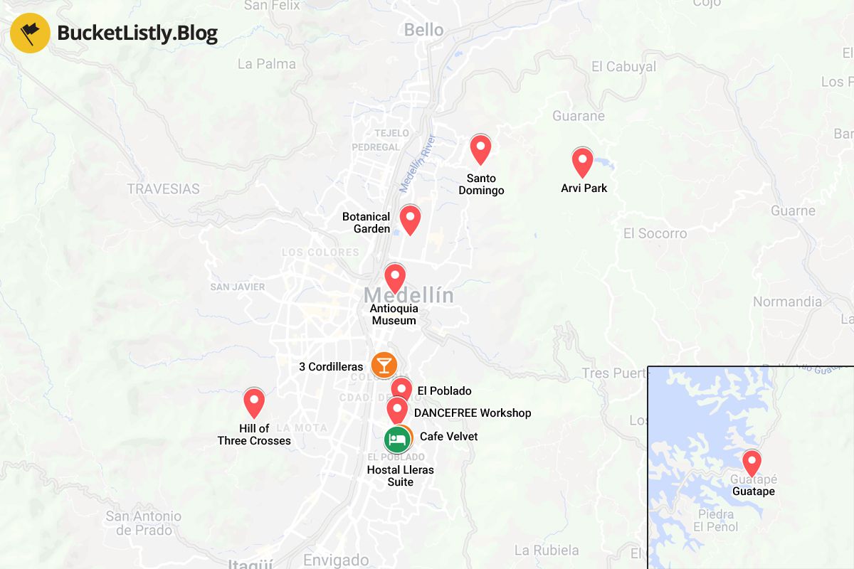 Medellin Things to Do Map