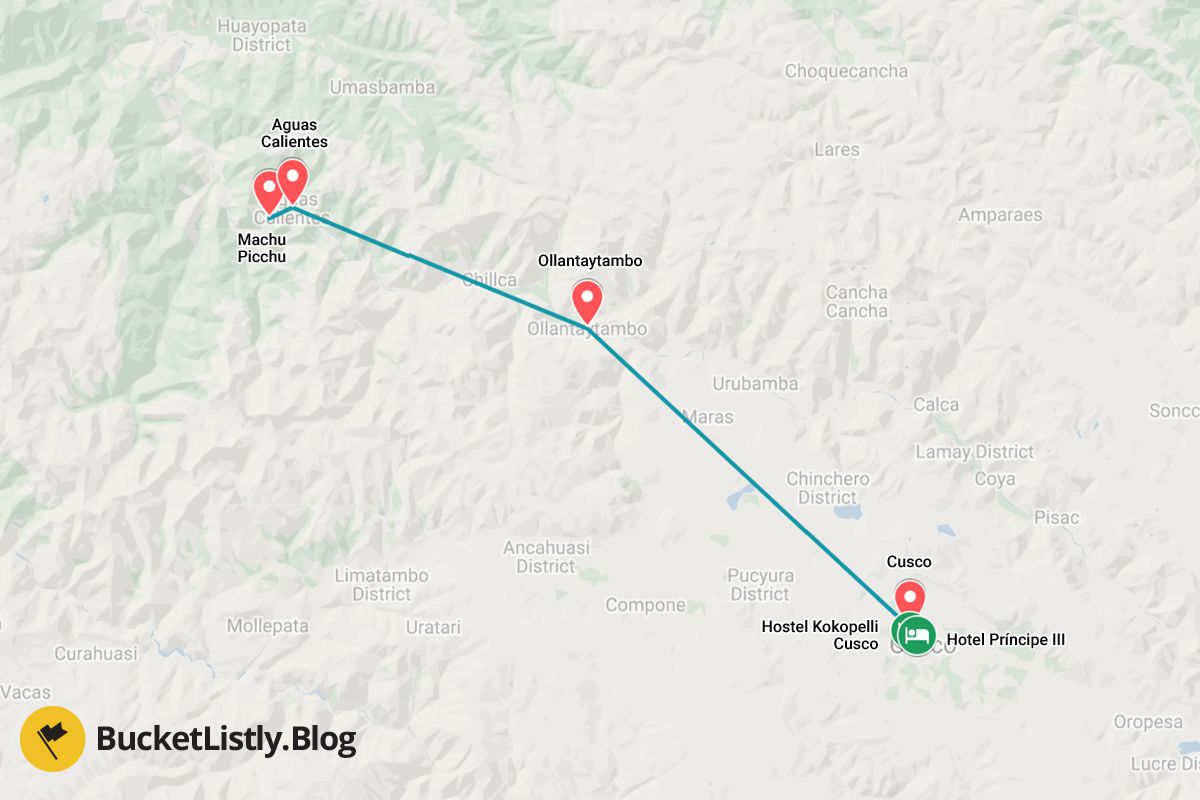 Machu Picchu Itinerary Map