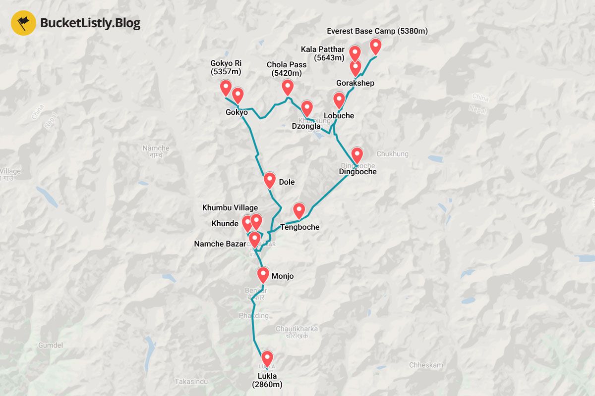 Everest Base Camp Trek Itinerary Map