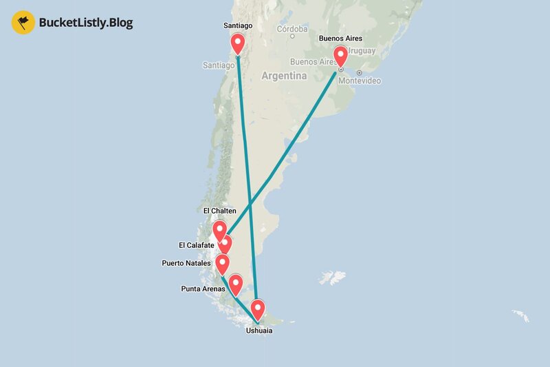 Patagonia Itinerario Mapa