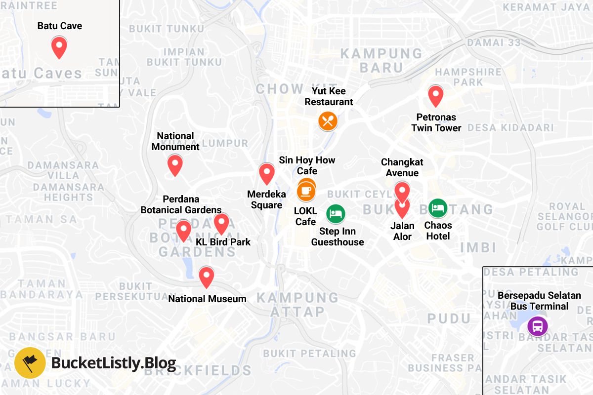 Kuala Lumpur Things to Do Map