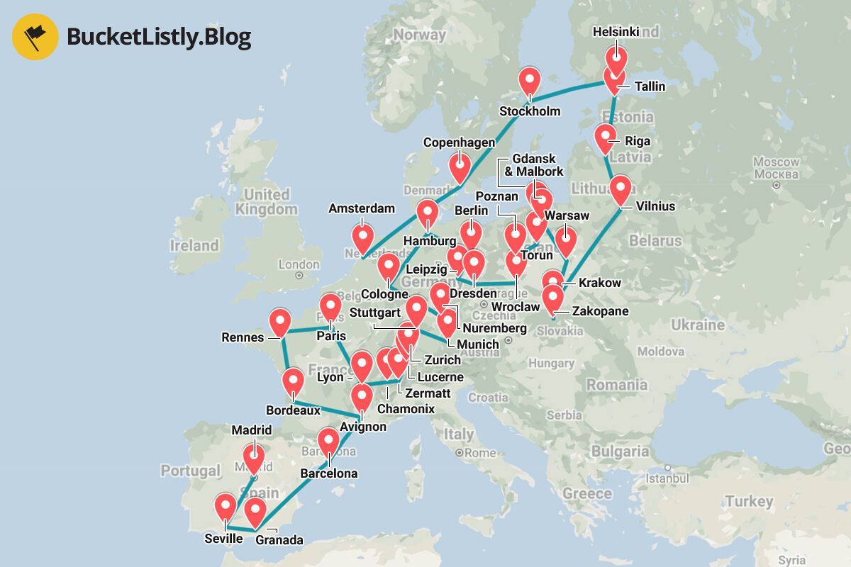 european travel itinerary