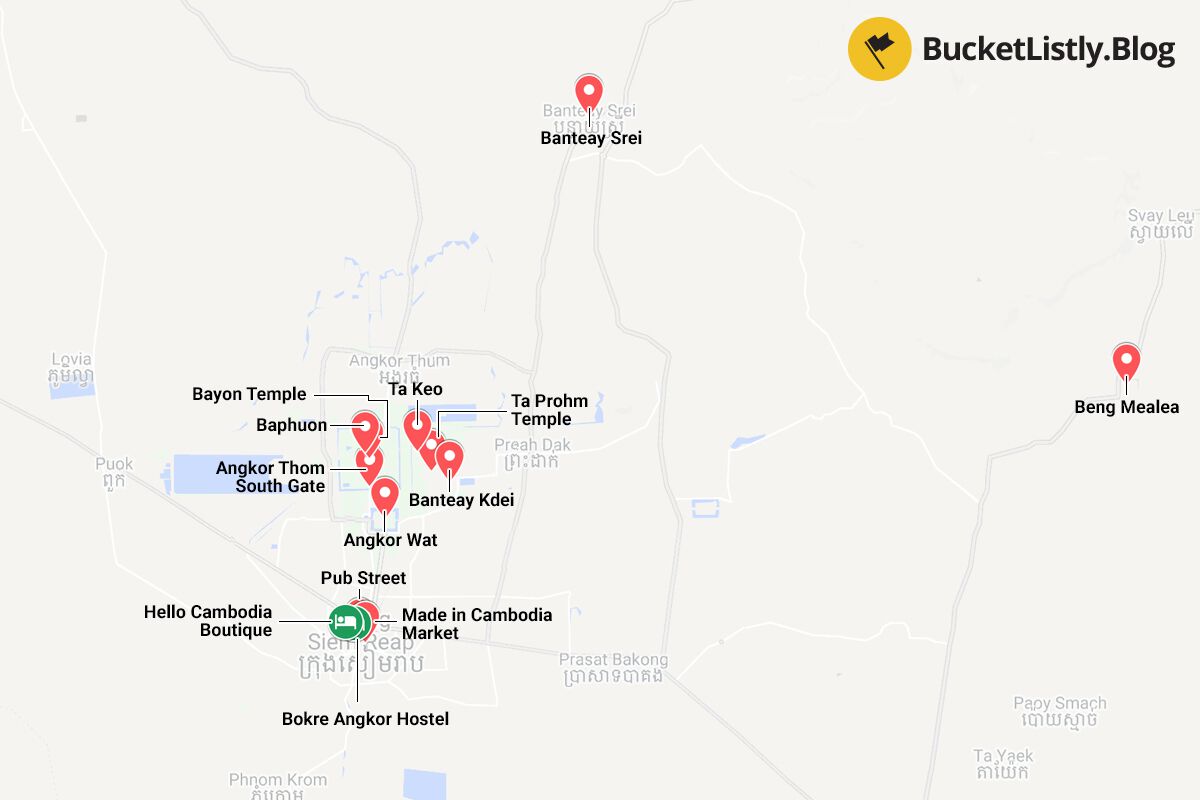 3 Days in Siem Reap Itinerary Map