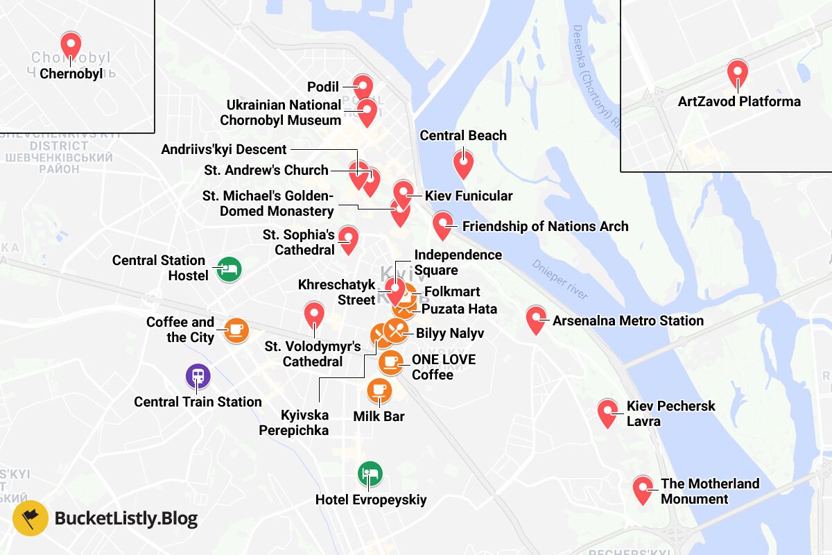 Kyiv Things to Do Itinerary Map