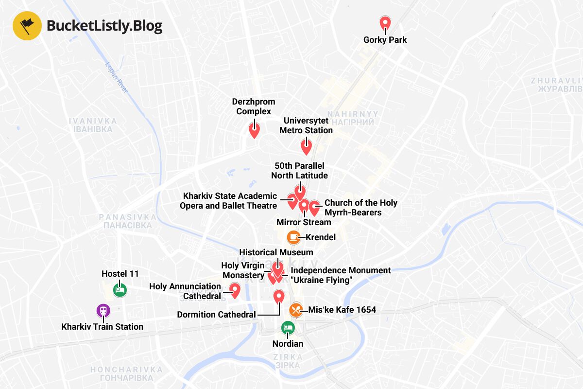 Kharkiv Things to Do Itinerary Map