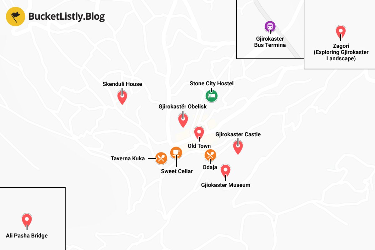 Gjirokaster Things to Do Itinerary Map