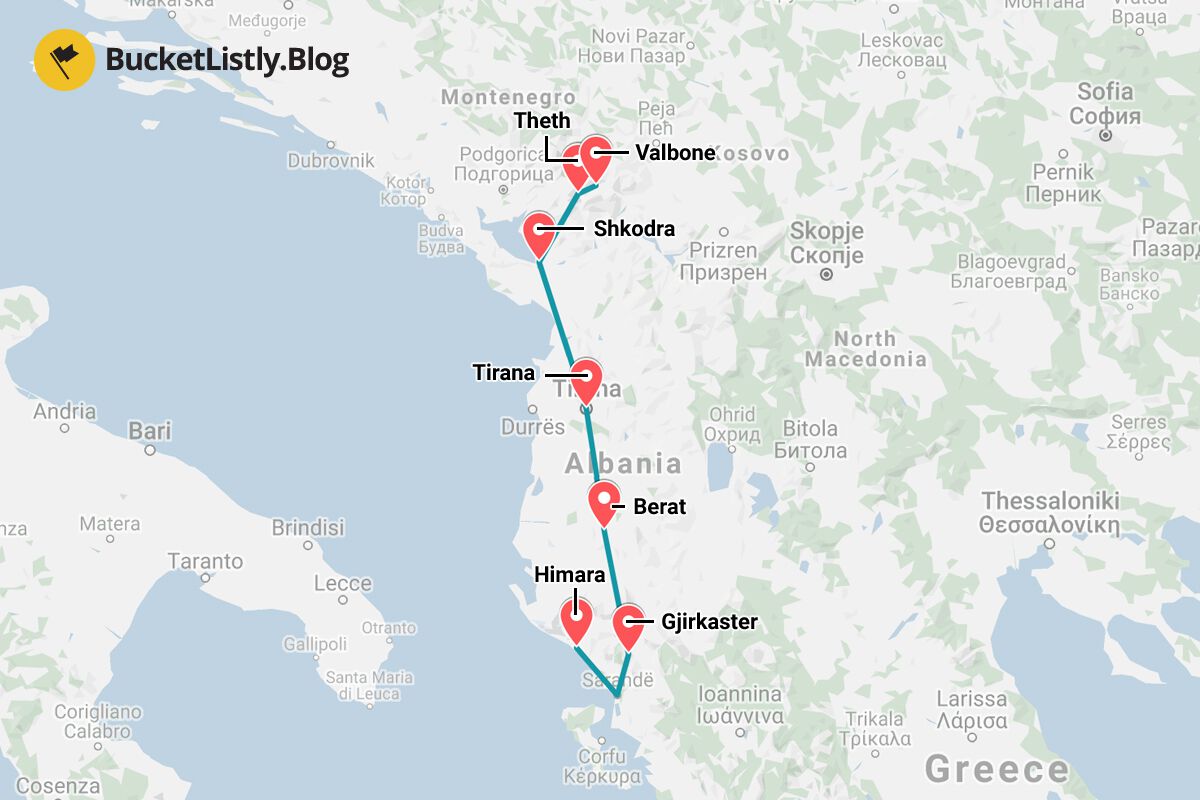 albania road trip itinerary