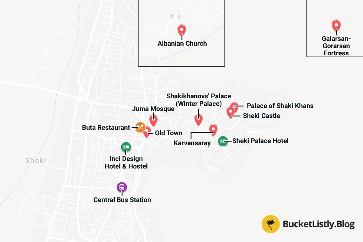 Sheki Things to Do Itinerary Map