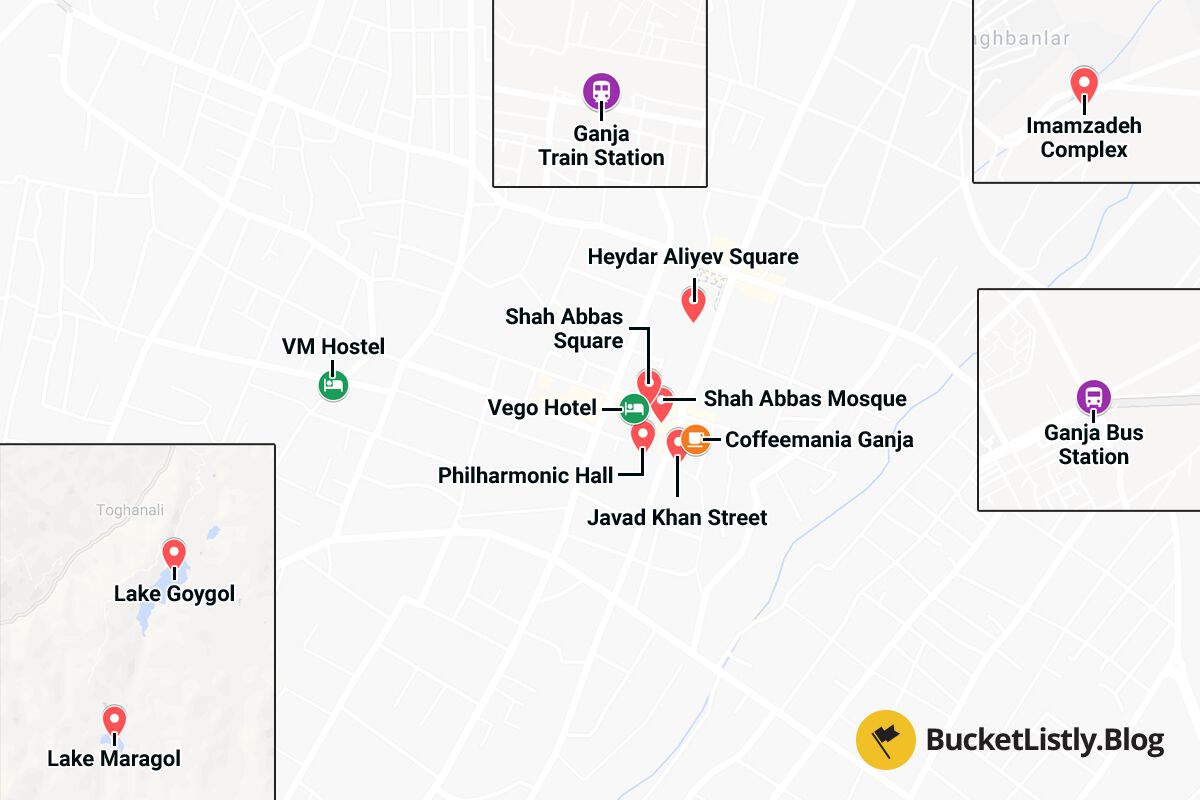 Ganja Things to Do Itinerary Map