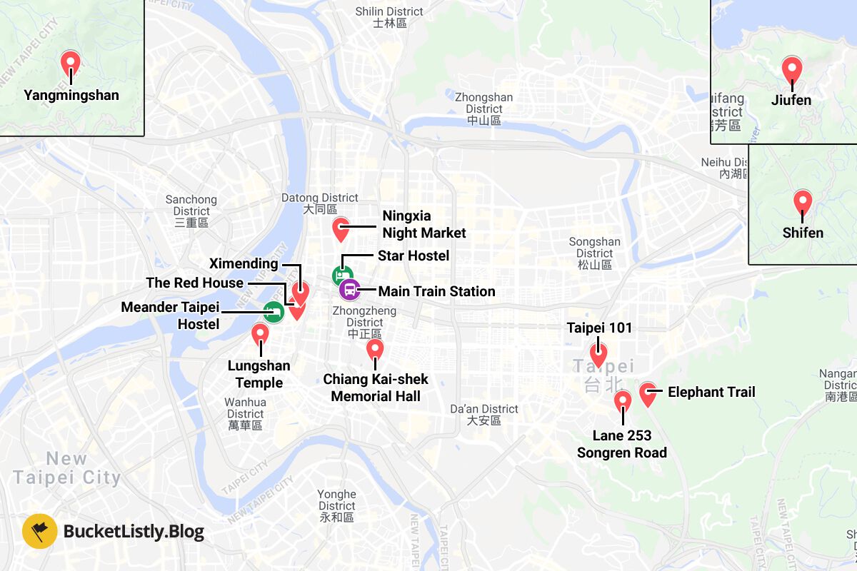 Taipei Things to Do Itinerary Map