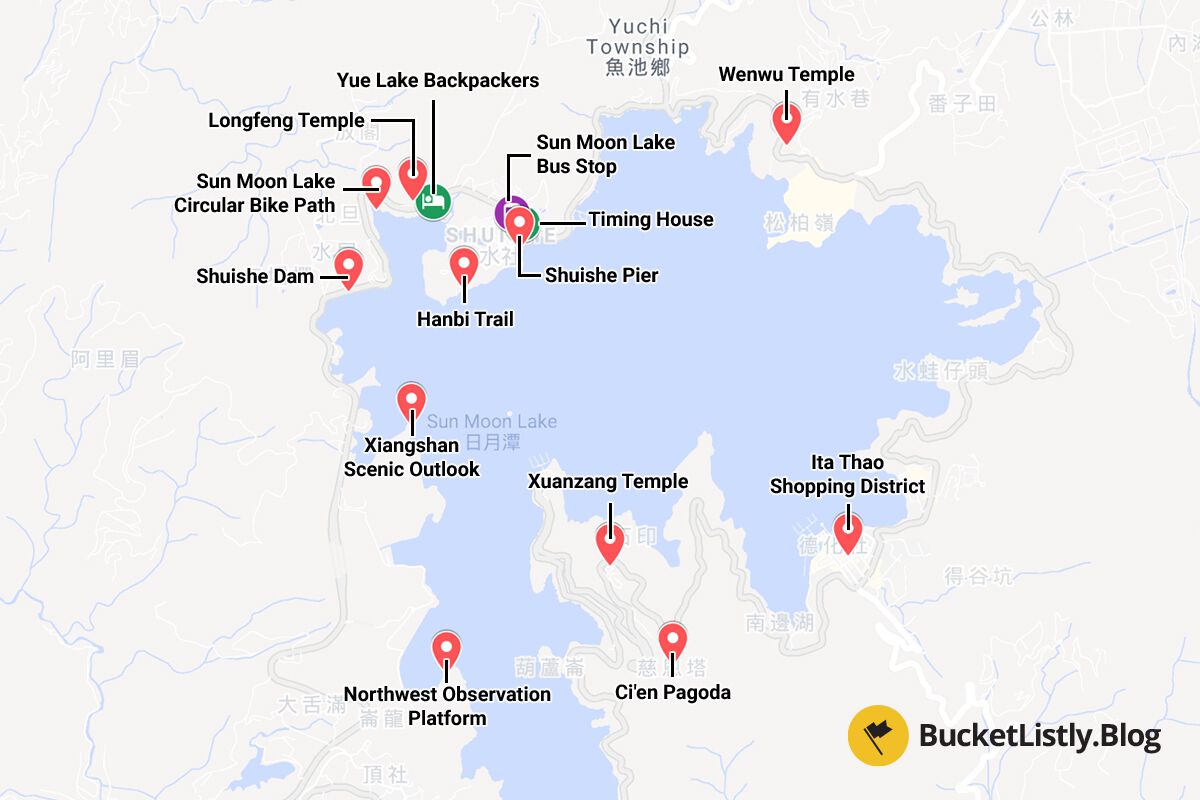Sun Moon Lake Things to Do Itinerary Map