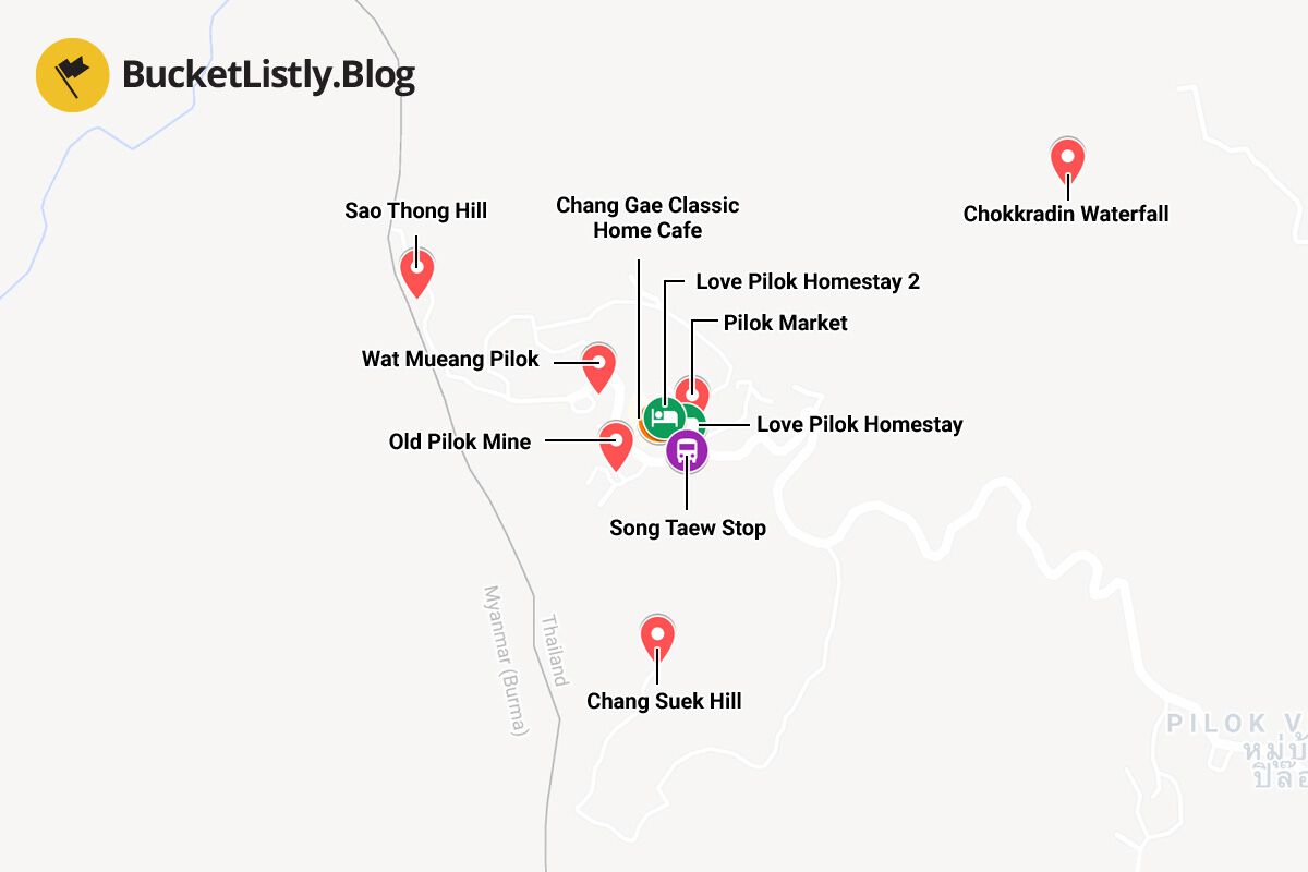 Pilok, Thailand Backpacking Itinerary Map