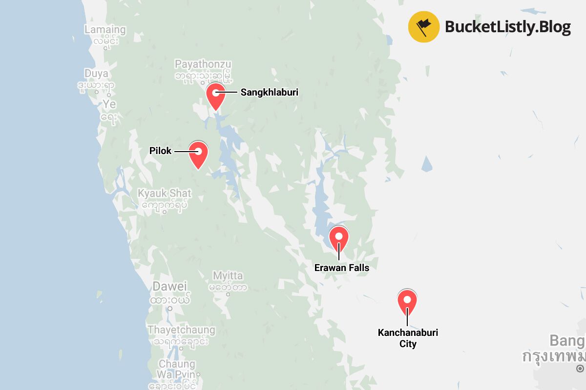 One Week Kanchanaburi Itinerary Map