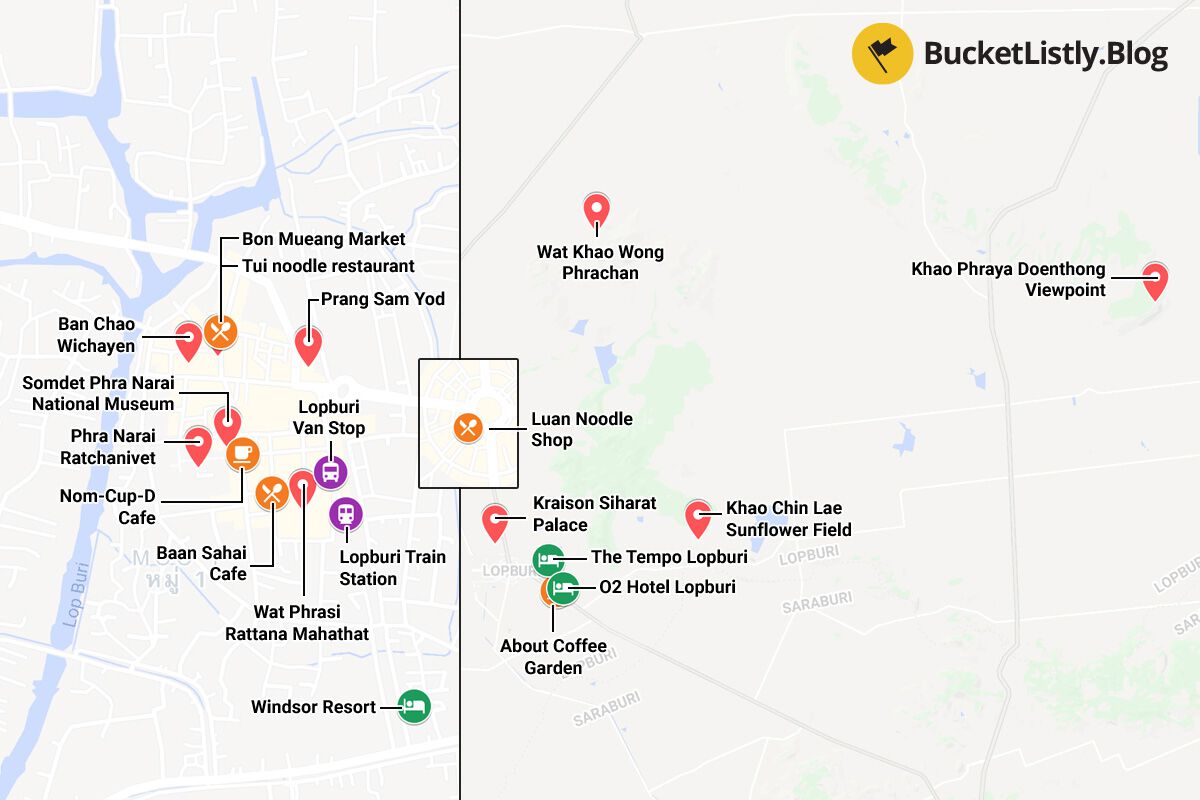 Lopburi Things to Do Itinerary Map