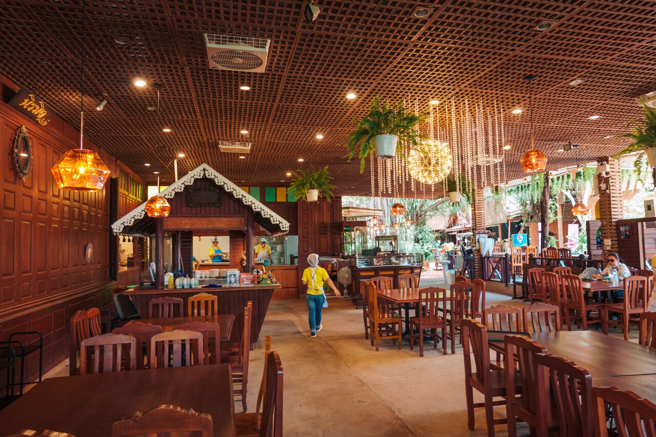 The seating area at Niramit Restaurant in Ang Thong.