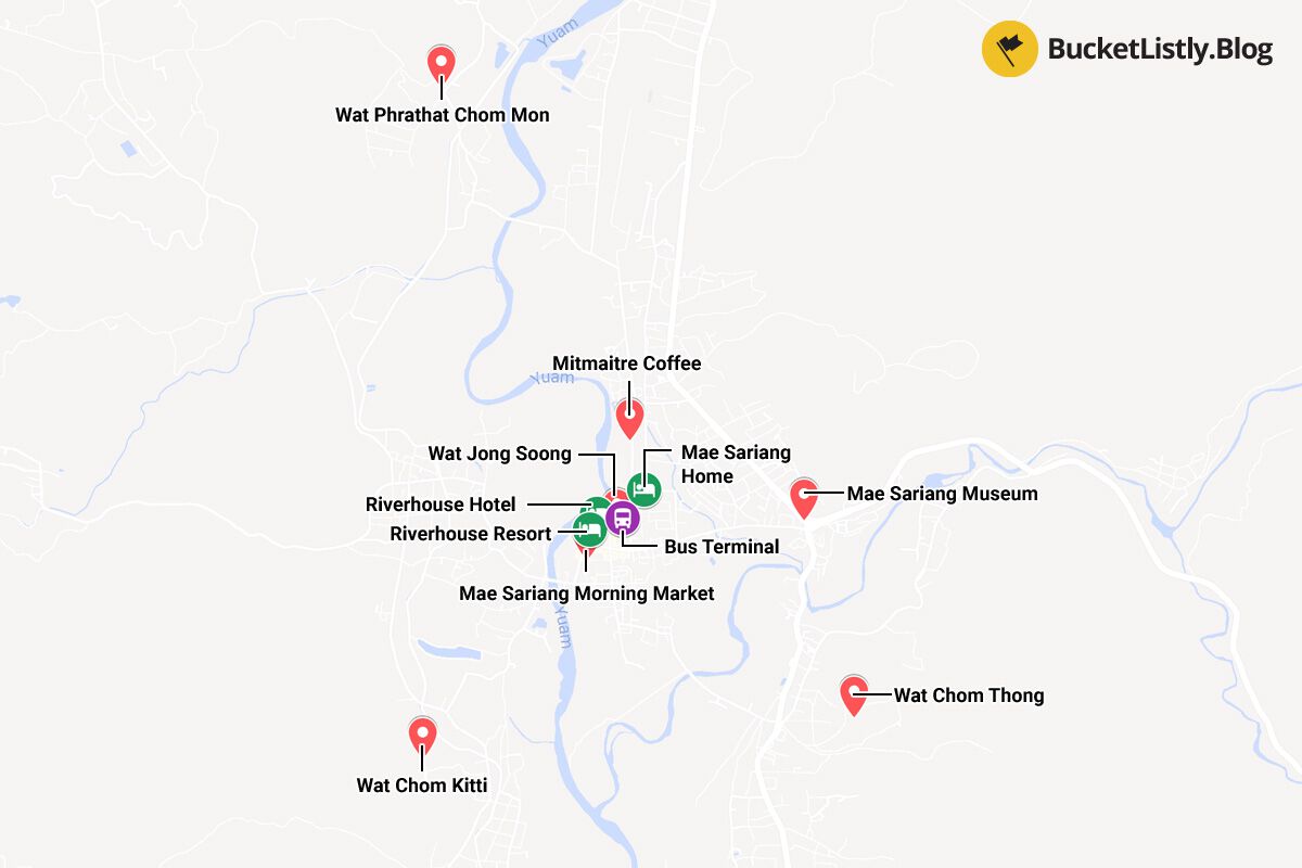 Mae Sariang Things To Do Itinerary Map