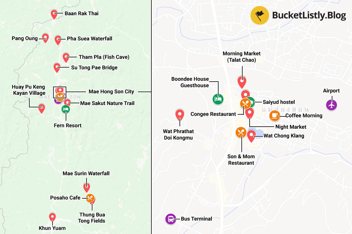 Mae Hong Son City Things To Do Itinerary Map