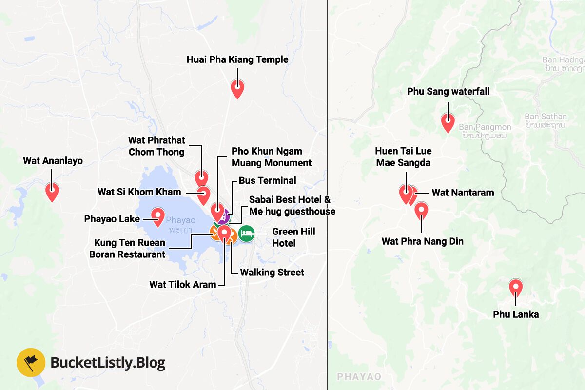 Phayao Itinerary Map