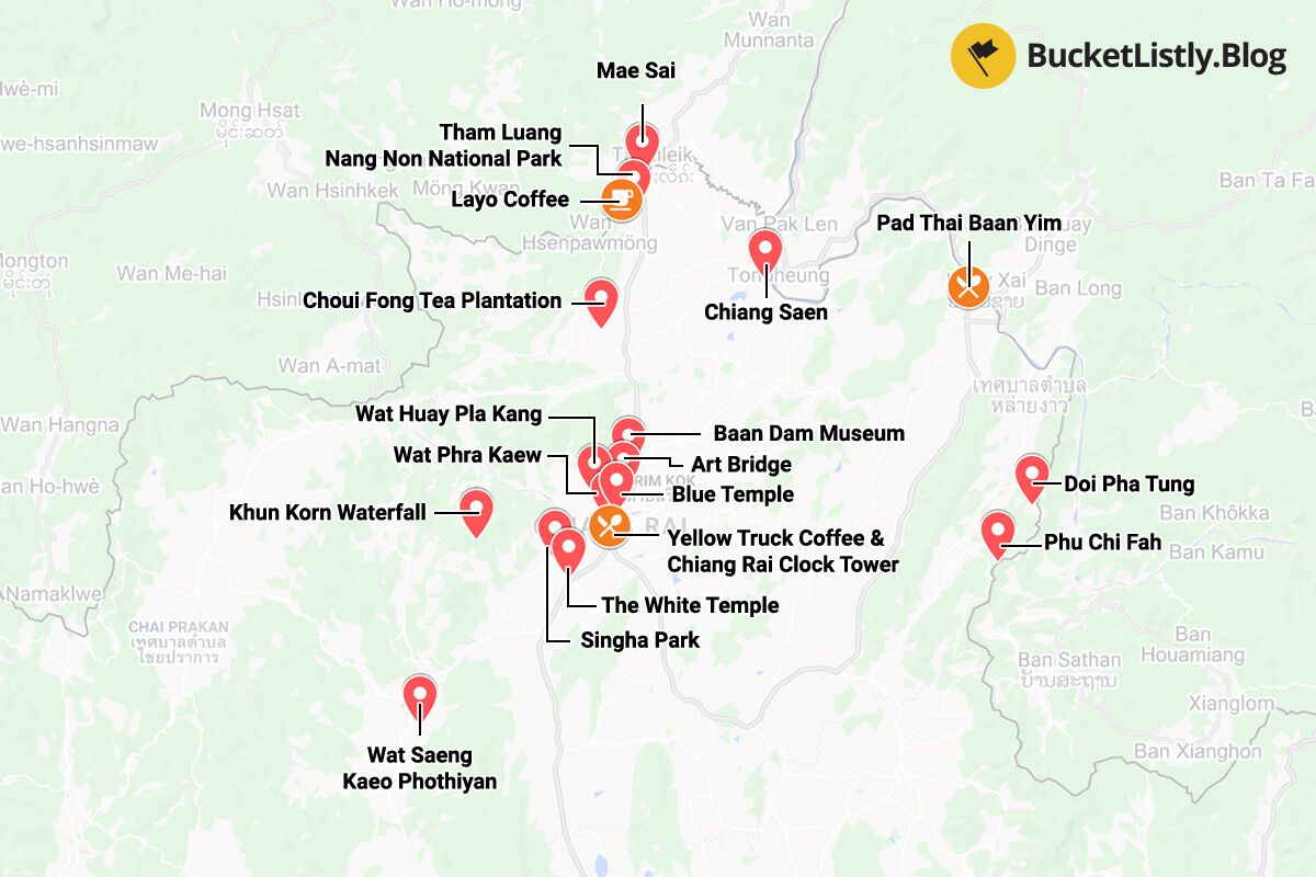 Chiang Rai Things To Do Itinerary Map