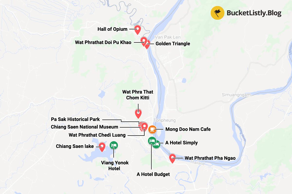 Chiang Saen Things To Do Itinerary Map