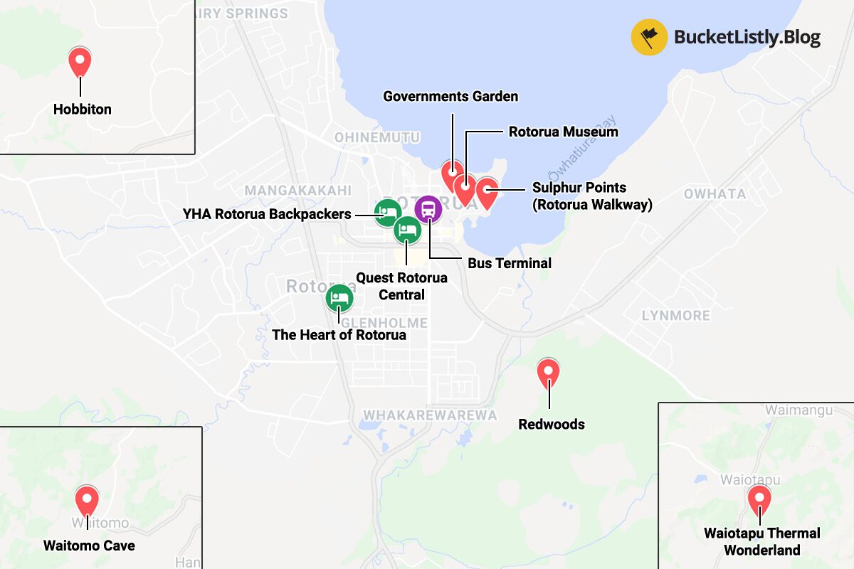 Rotorua Things To Do Itinerary Map