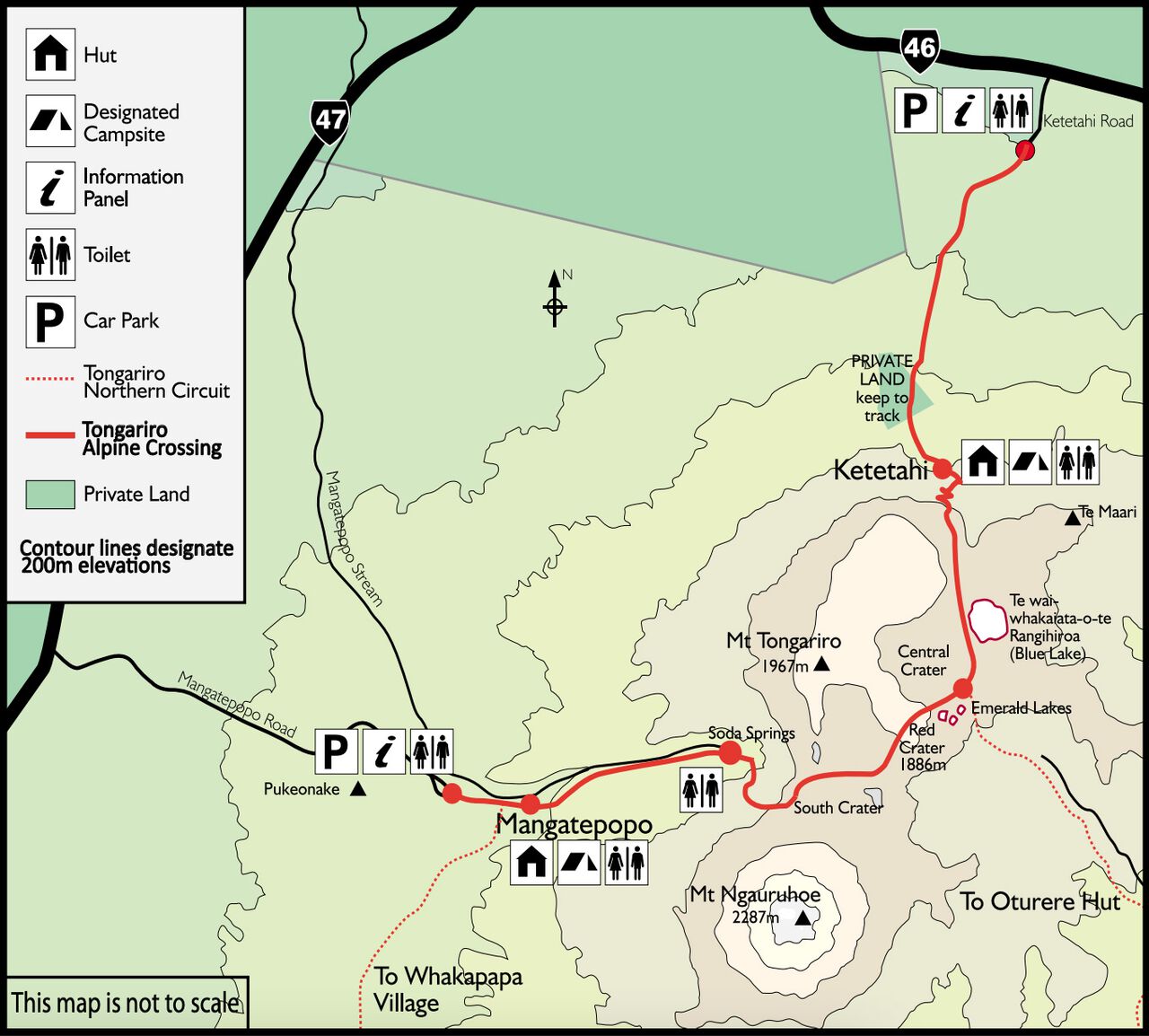 The Tongariro Alpine Crossing Hiking Map