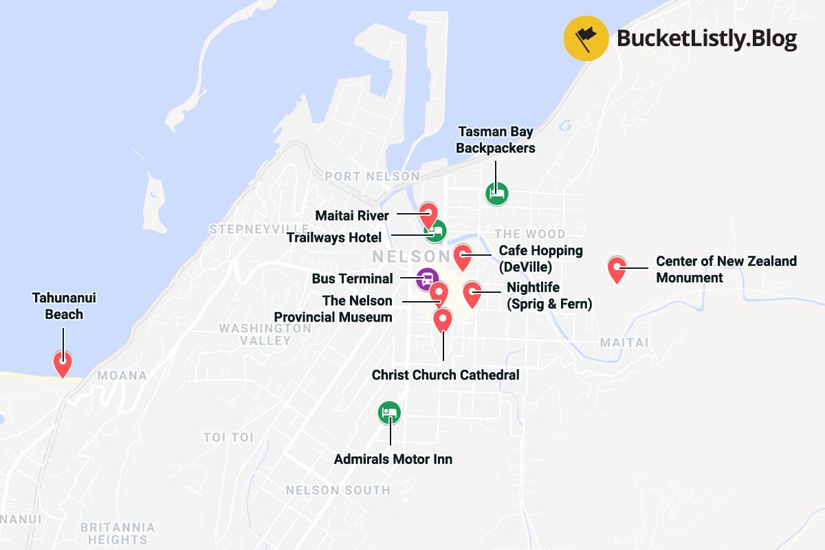 Nelson Things To Do Itinerary Map