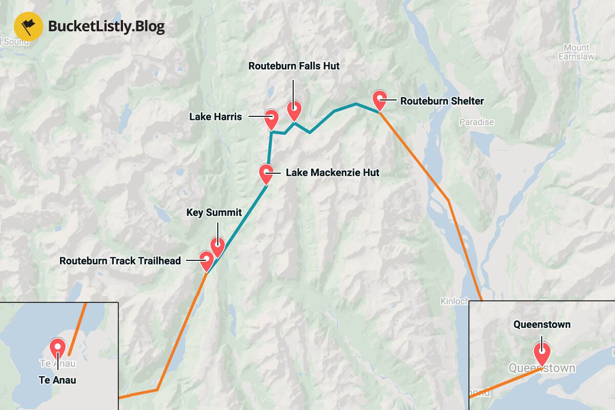 Routeburn Track Itinerary Map