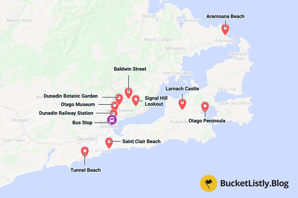 Dunedin Things to Do Itinerary Map