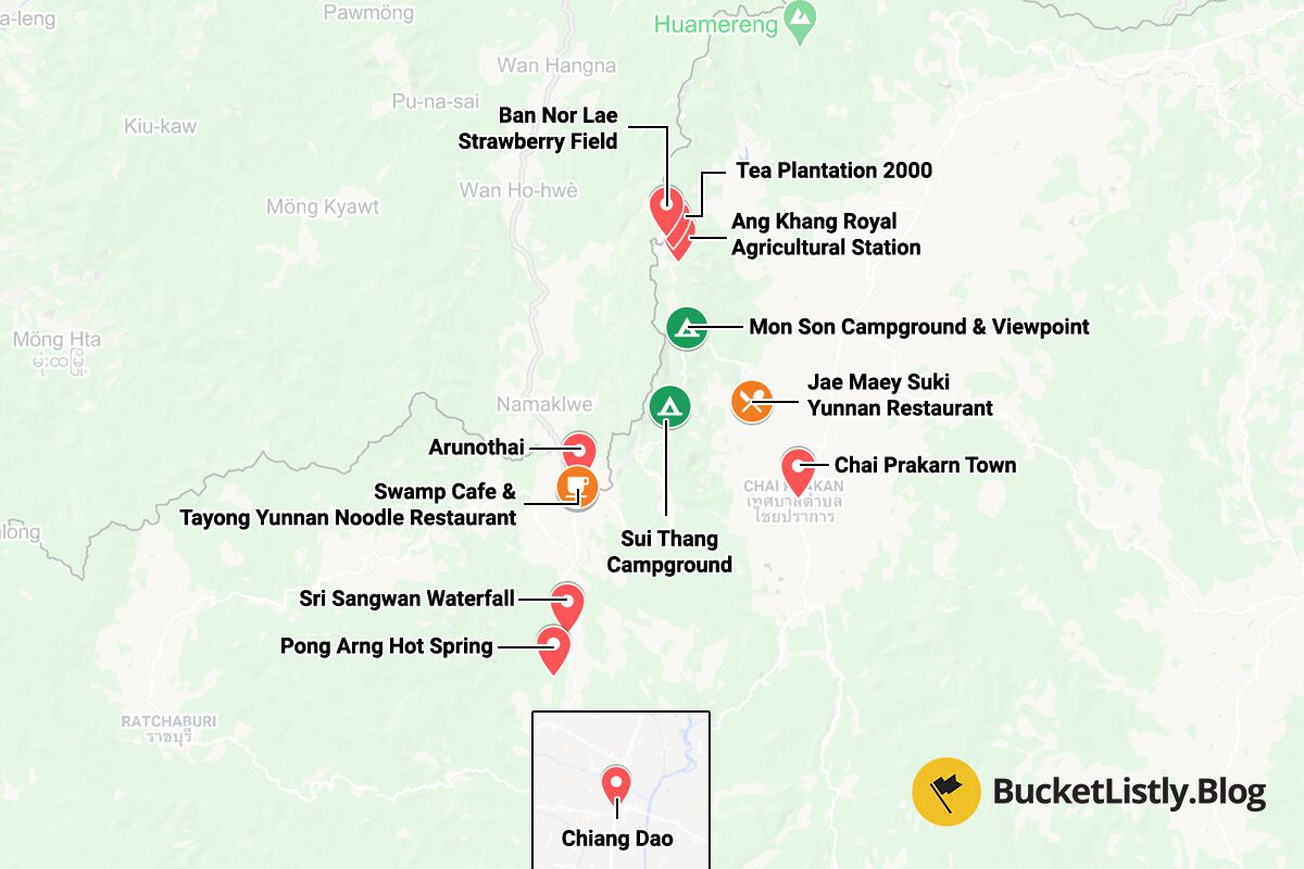 Doi Ang Khang Things To Do Itinerary Map
