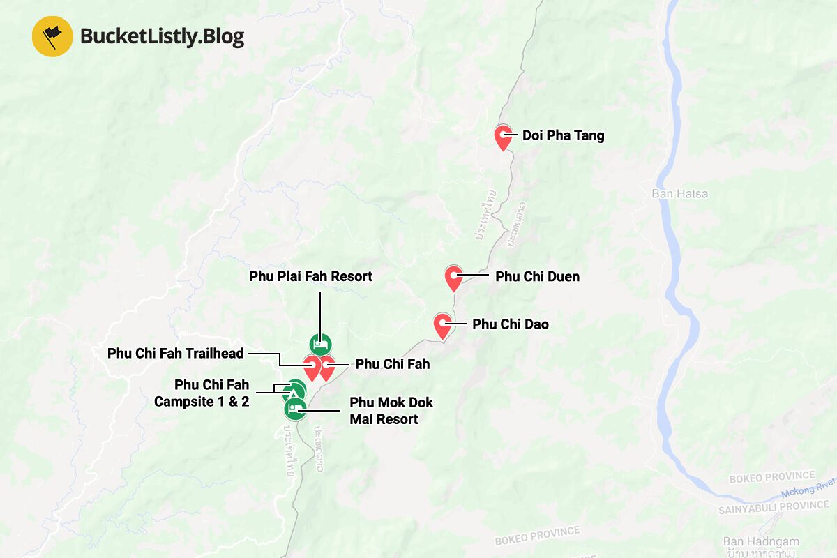 Phu Chi Fa Hiking Itinerary Map