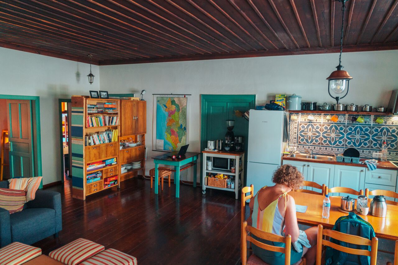 The interior of Stone City Hostel in Gjirokaster, Albania