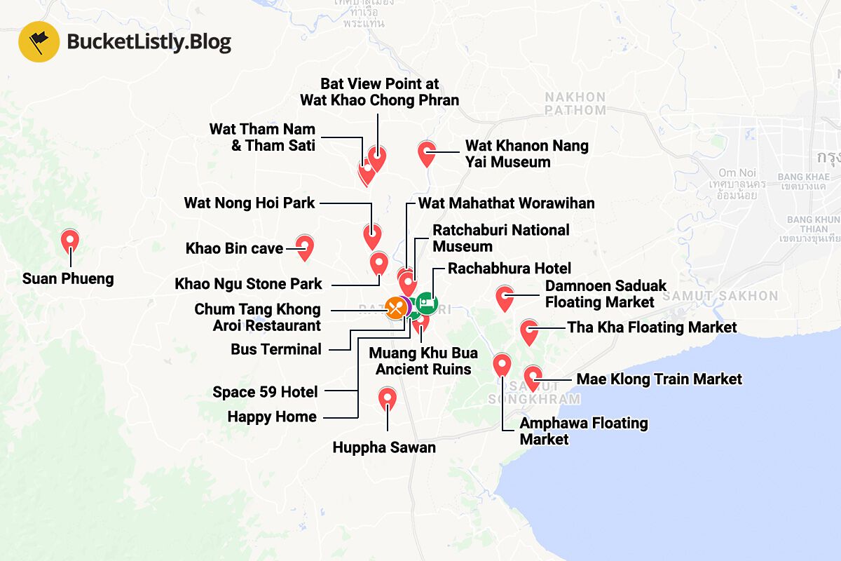 Ratchaburi Things To Do Itinerary Map