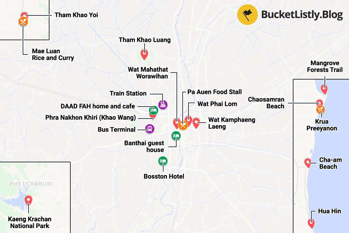 Phetchaburi Things To Do Itinerary Map