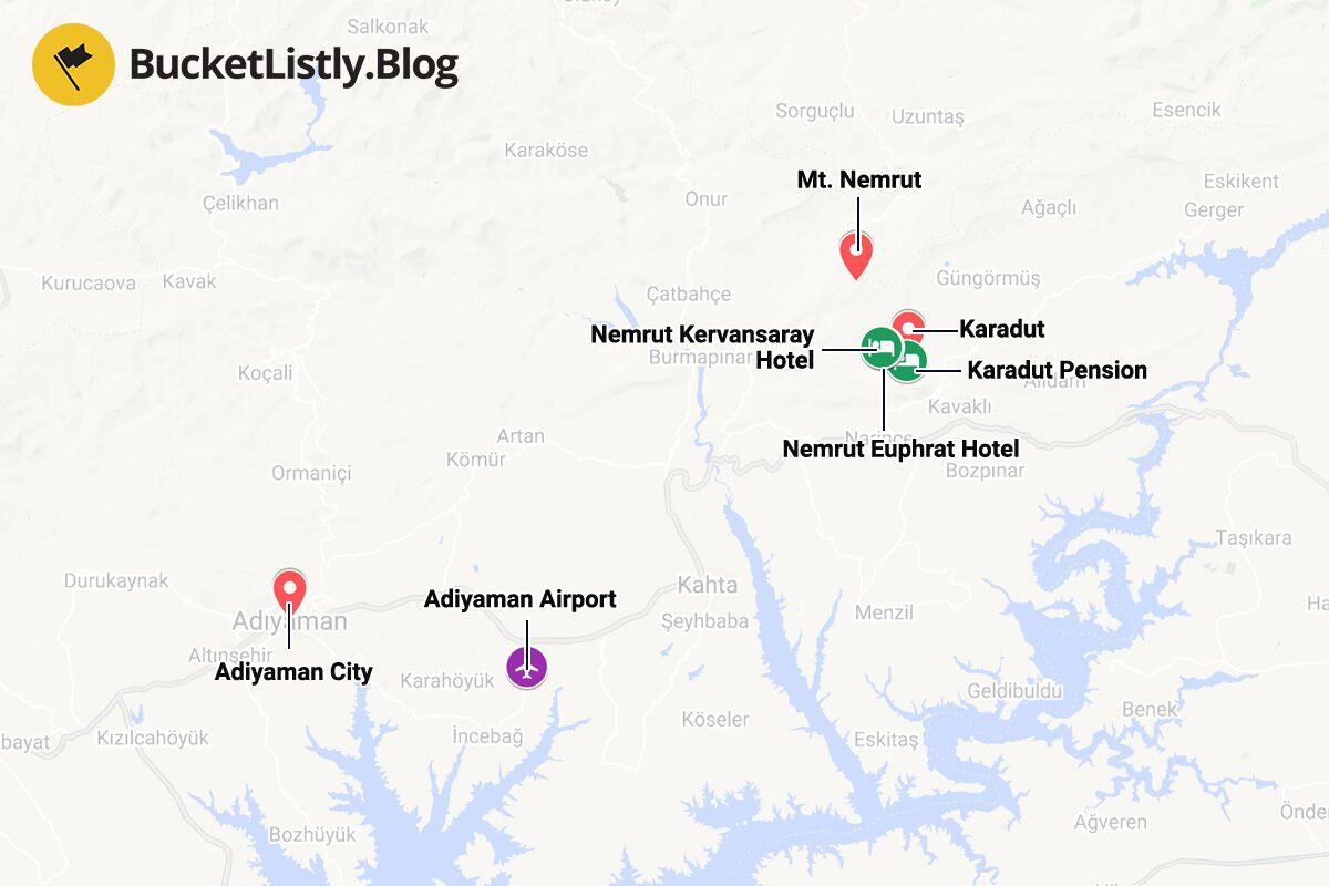 Mt. Nemrut Points of Interest Map