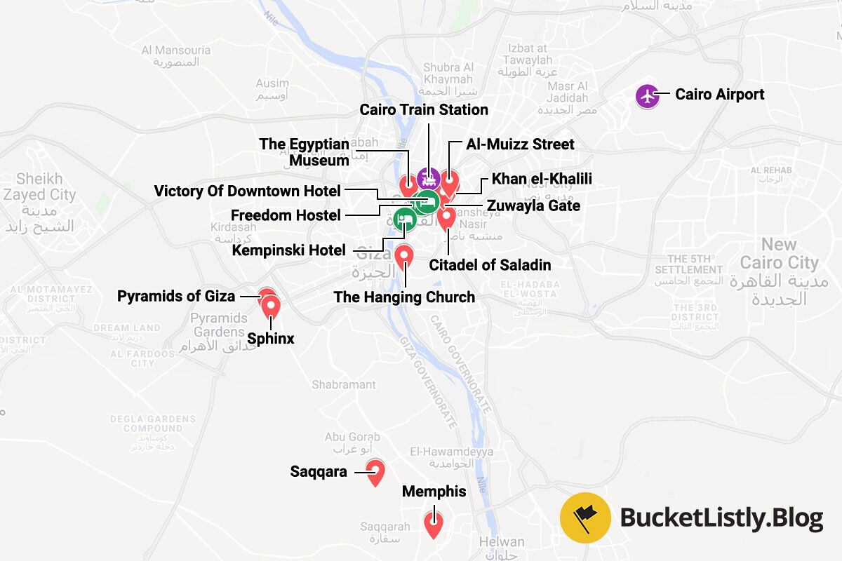 Cairo Things To Do Itinerary Map