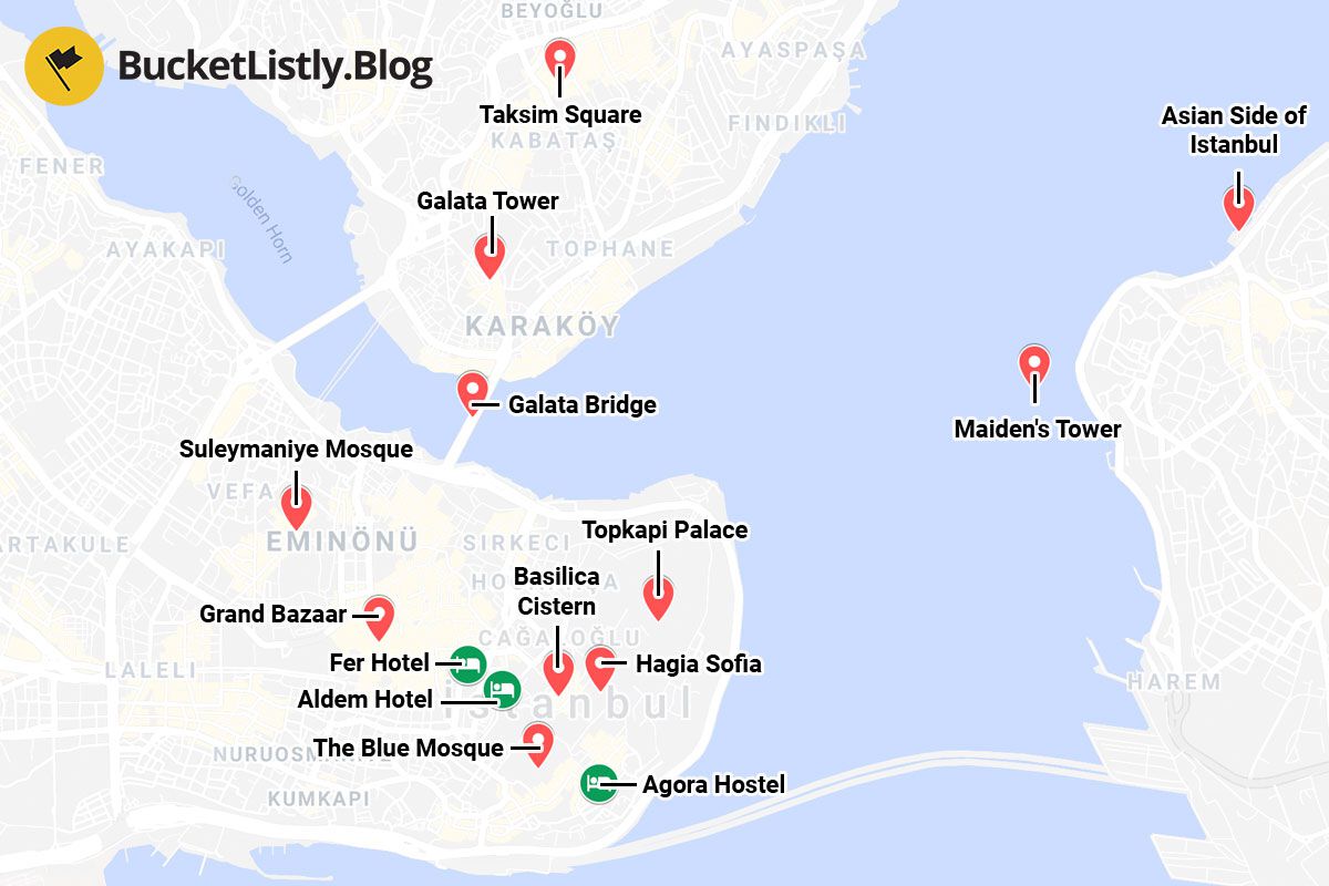 Istanbul Things To Do Itinerary Map