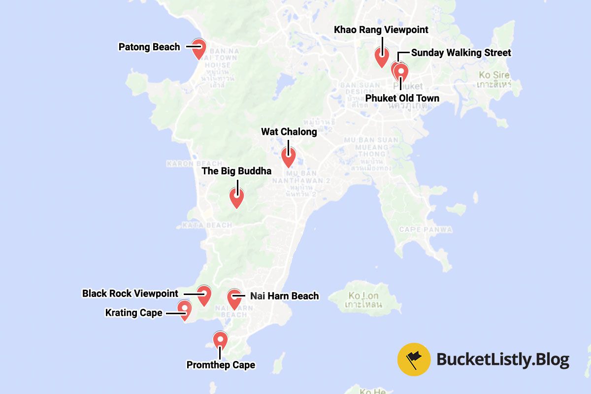 Best Things to Do in Phuket Map