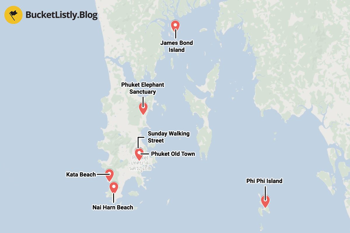 7 Days Phuket Itinerary Map