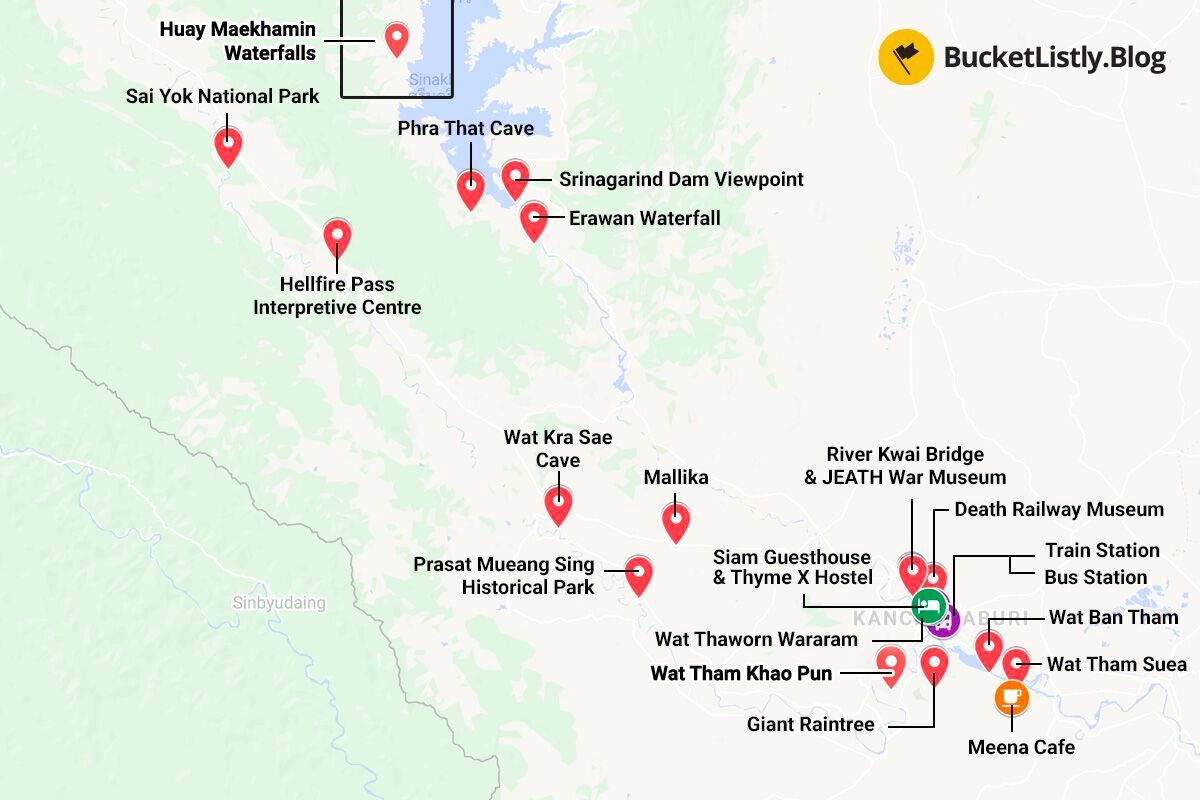 Kanchanaburi Best Things To Do Itinerary Map