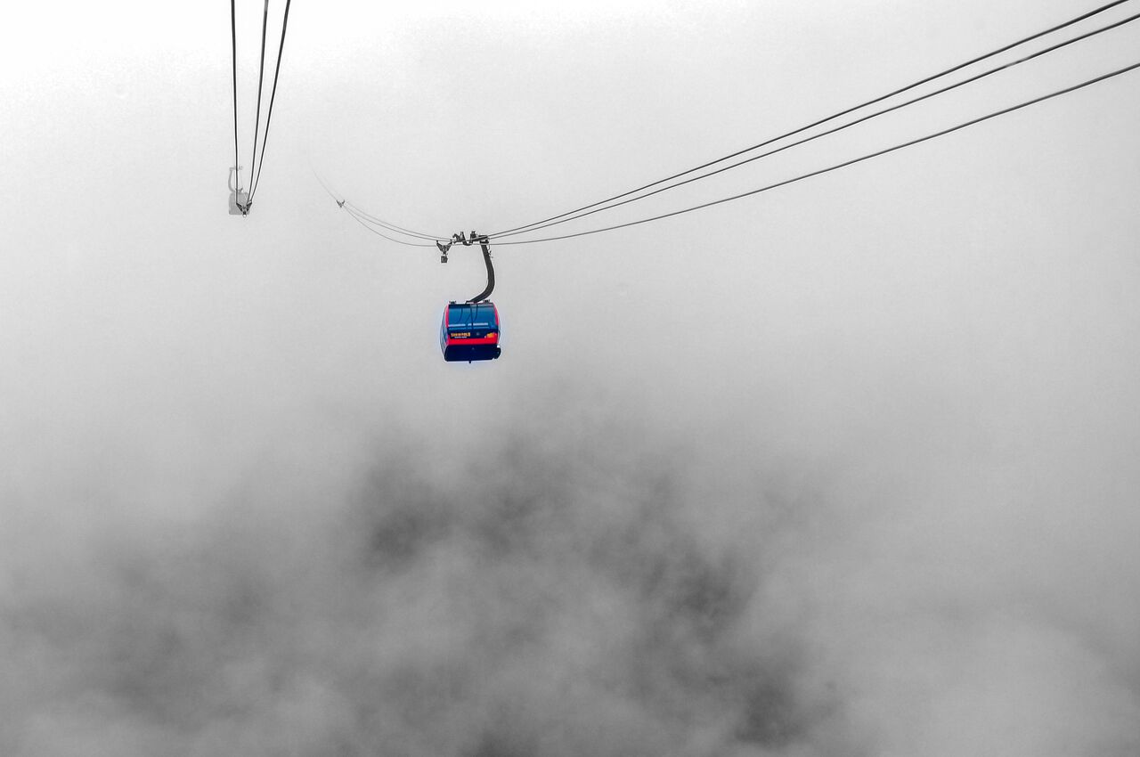 A cable car up Fansipan Mountain in Sapa