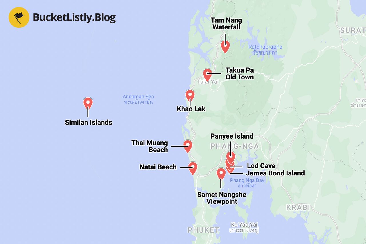 Phang Nga Things to Do Map