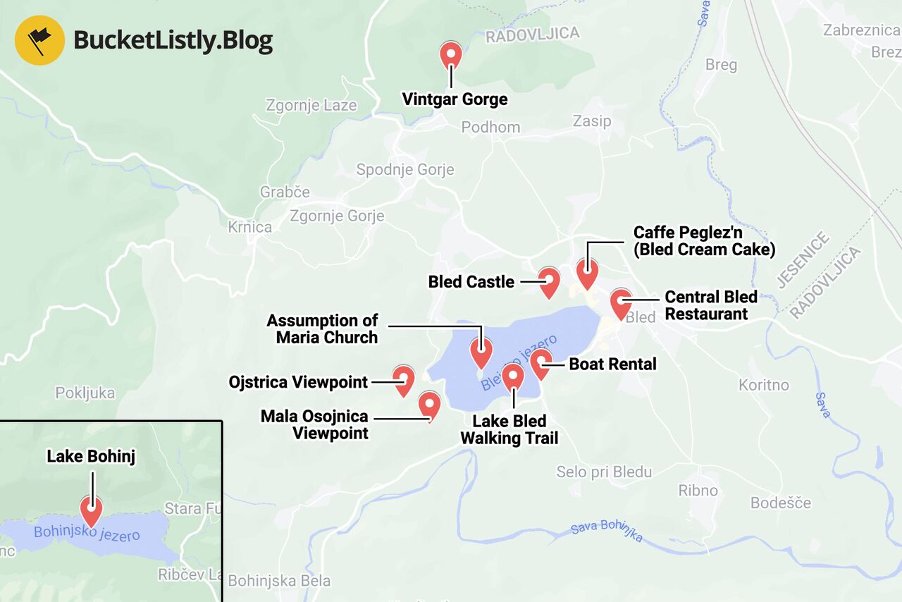 Lake Bled Itinerary Map
