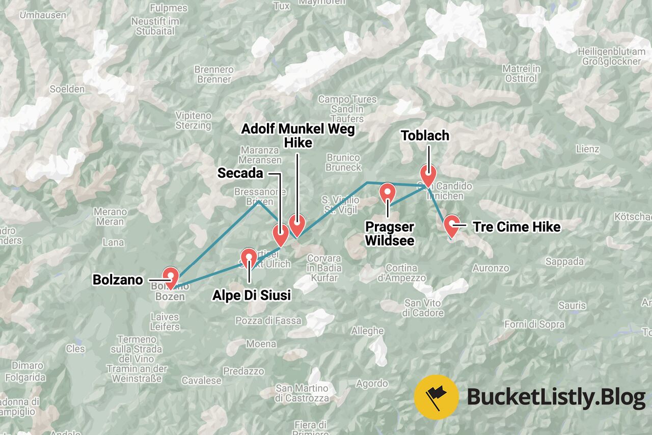 7 Days Dolomites Backpacking Itinerary Image 1 