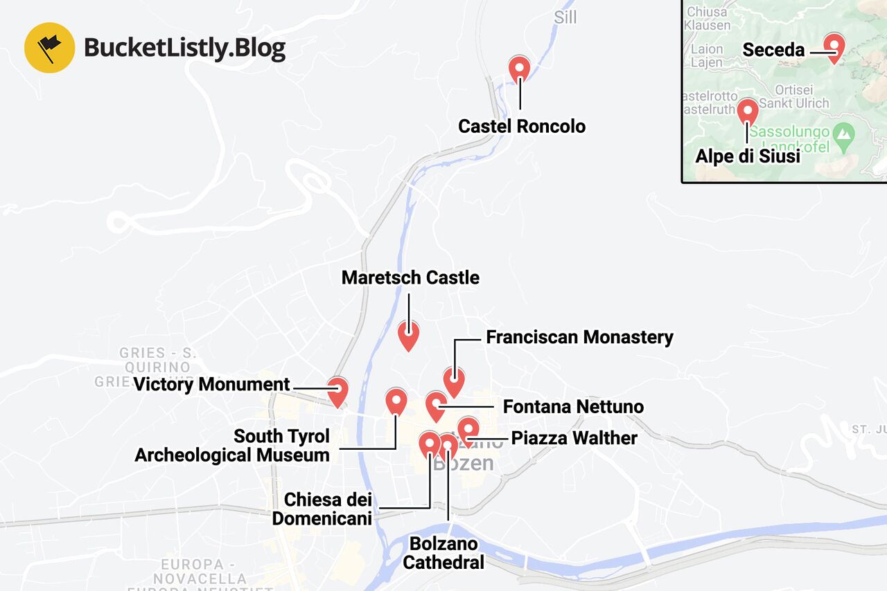 Bolzano Itinerary Map